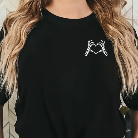 Skeleton Heart Black Tee - Picture 2 of 4